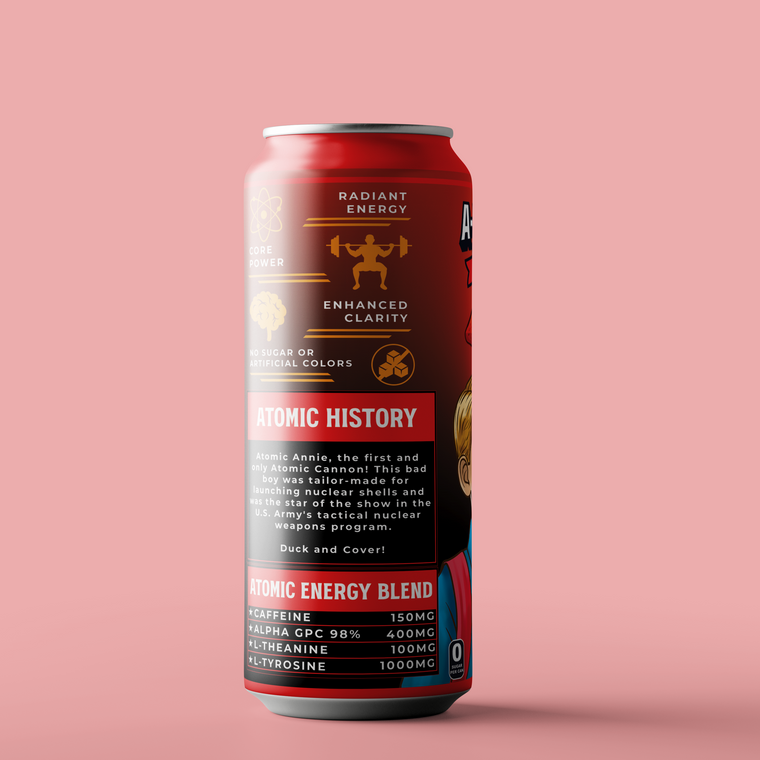 Back of the Reactor Red Strawberry (12-Pack) can showing the ingredient blend